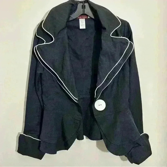 Vintage Design Today's Jacket Blazer Women's Wire Collar Big Button Black Size M - Picture 5 of 7